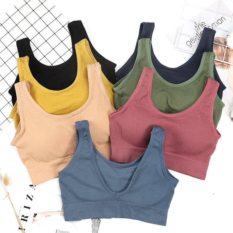 

Women Tank Crop Top Seamless Sport Camisole Underwear Push Up Bra Sports Sleeveless Tops 2020