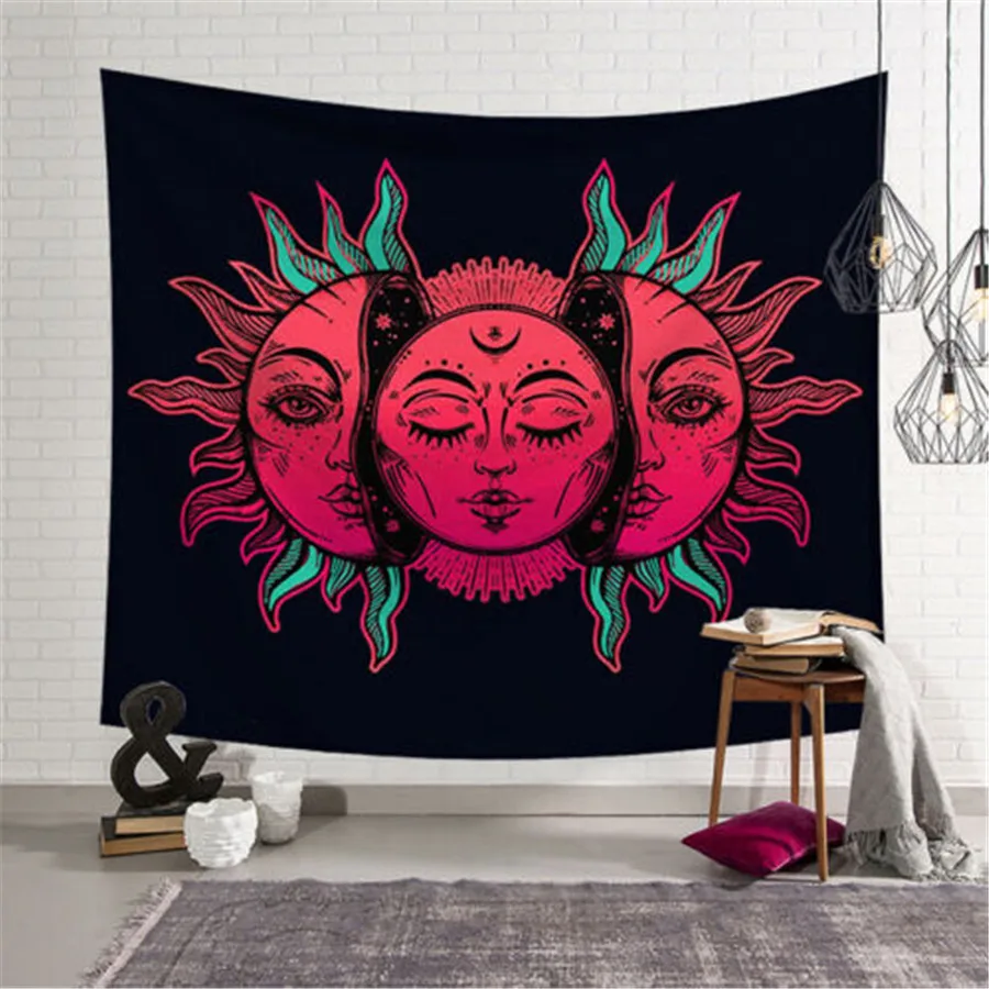 

Sun Moon Palm Mandala Indian Tapestry Hippie Wall Hanging Bedspread Throw Cover Bohemian Beach Mat Home Decor 95x73cm Blanket