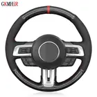 Сшитая вручную черная замша из углеродного волокна чехол рулевого колеса автомобиля для Ford Mustang 2015-2020, Mustang GT 2015, 2017, 2018, 2019, 2020