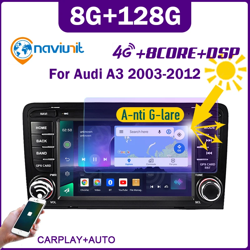 магнитола 2 din android 10 с экраном автомагнитола для Audi RS3 Sportback A3 8P S3 2003-2012