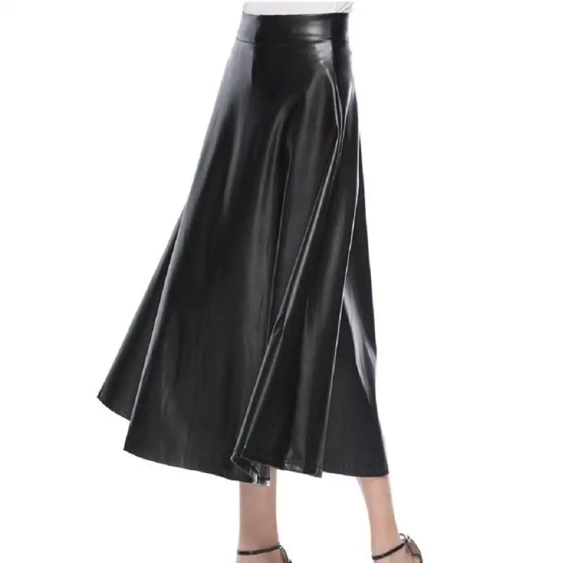 Зимняя юбка с высокой талией женская элегантная плиссированная из искусственной