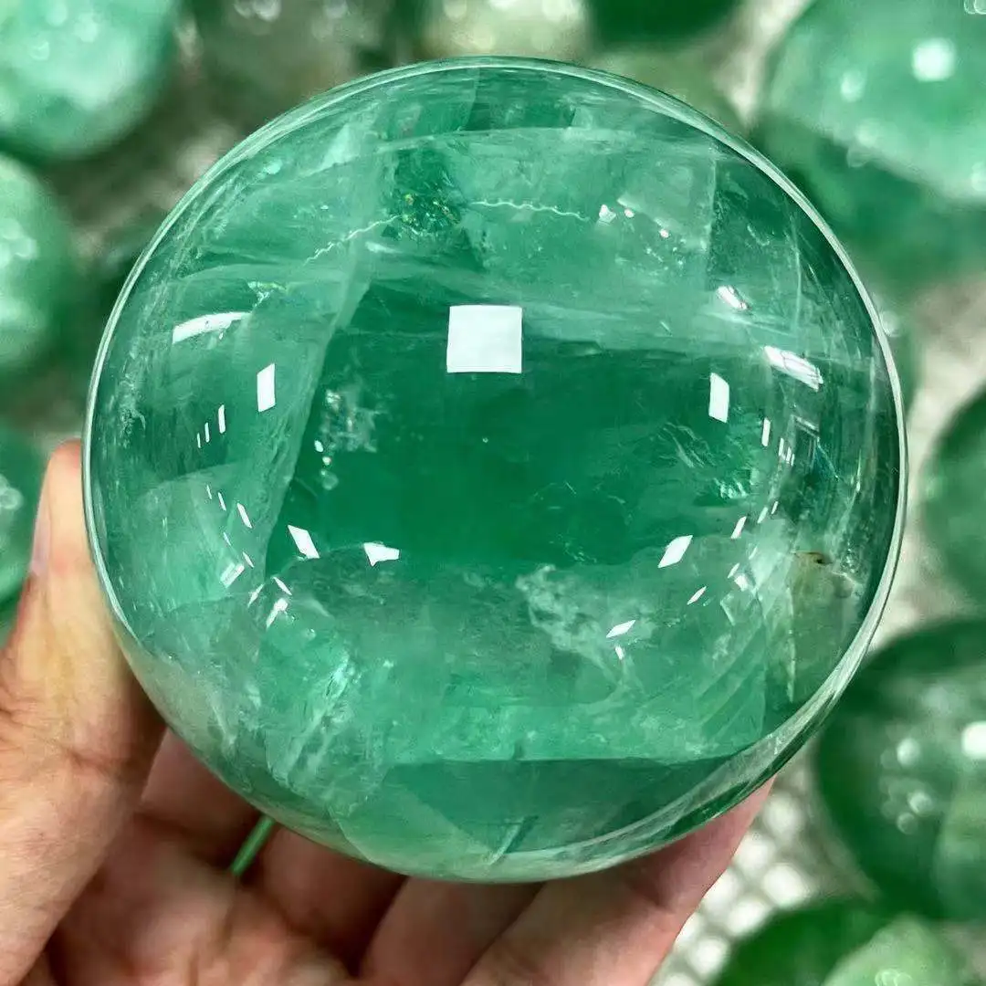 

1pc45-70mm Natural Green Fluorite Ball Quartz Crystal Healing gemstone Sphere Reiki