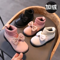 size 21 30 childrens shoes toddler girl boots girl autumn cotton boots for kids shoes for girl cute sweet bowknot small leather