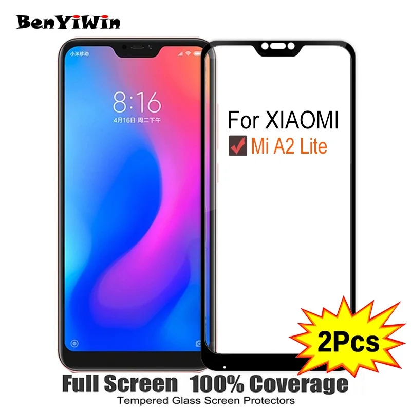 2 шт Защитная пленка для экрана из закаленного стекла полное покрытие для Xiaomi mi A2 Lite 9H Защита от царапин защитная пленка для mi A2 Lite