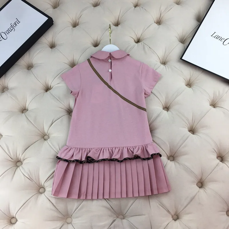 

Girls summer cotton Girls fashion 3D cross-bag dress