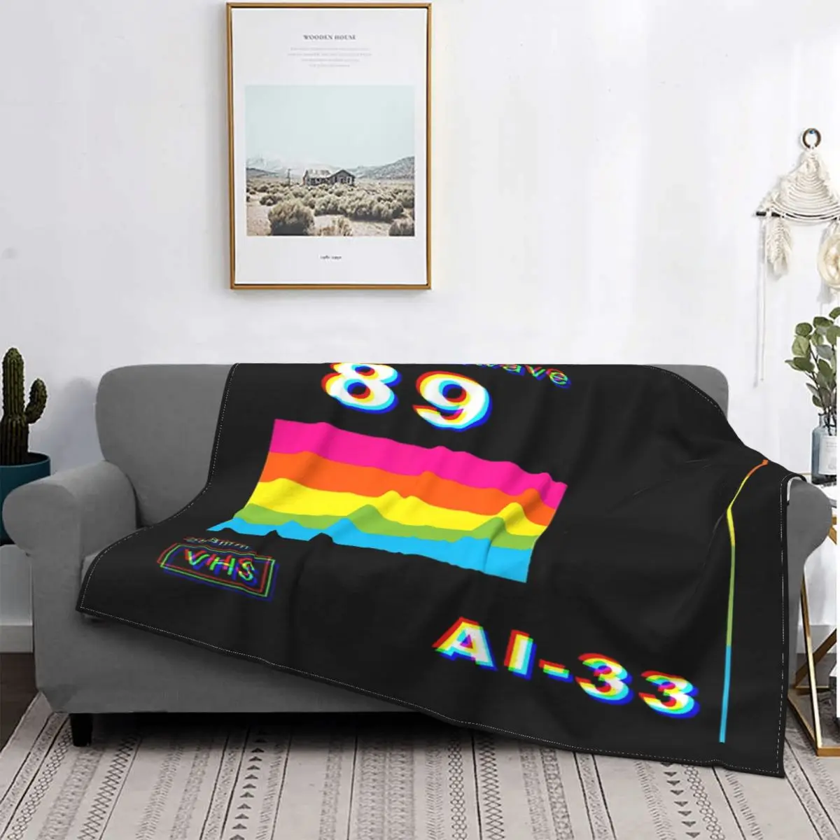 

Synthwave-funda antideslizante para cama, Edredon a cuadros de Anime, manta Kawaii, colcha de verano