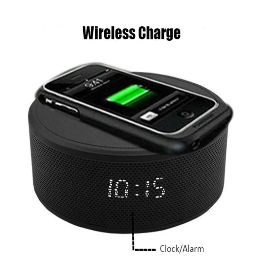 Круглый Nfc будильник микро Sd Bluetooth Aux Стерео портативный динамик Беспроводное
