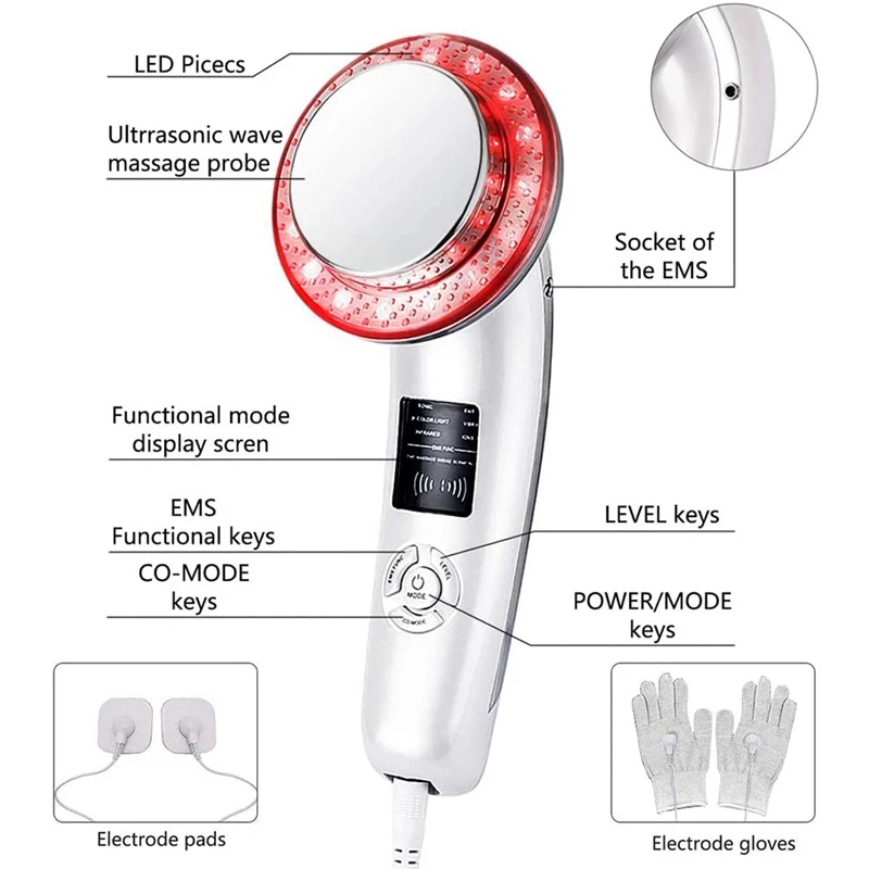 

Fats Burn Machine 6 in 1Body Slimming Machine Fats Remover Machine for Belly Arm Leg Facial Skin Care EU Plug