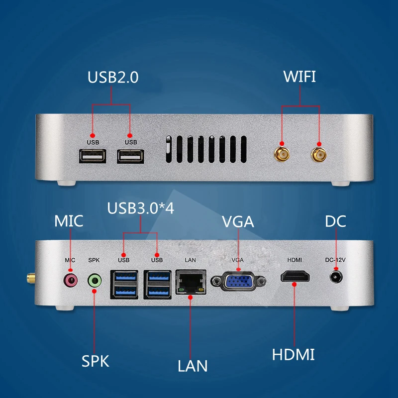 Linux/Windows 10 pc i5 4200U/5550U 5250U/5200U 7200U CPU безвентиляторный htpc.3 лет гарантии Nuc HD620