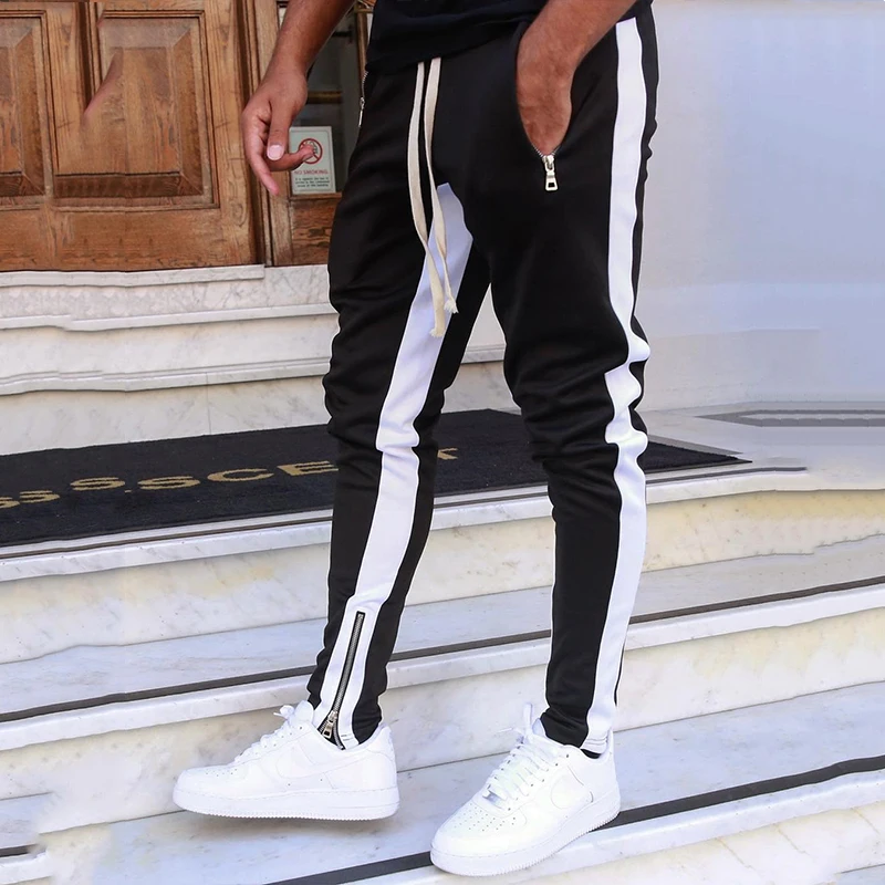 Мужские штаны для бега, шаровары, мужские Модные уличные спортивные штаны, осень, обтягивающие штаны в стиле хип-хоп, уличные штаны для бега