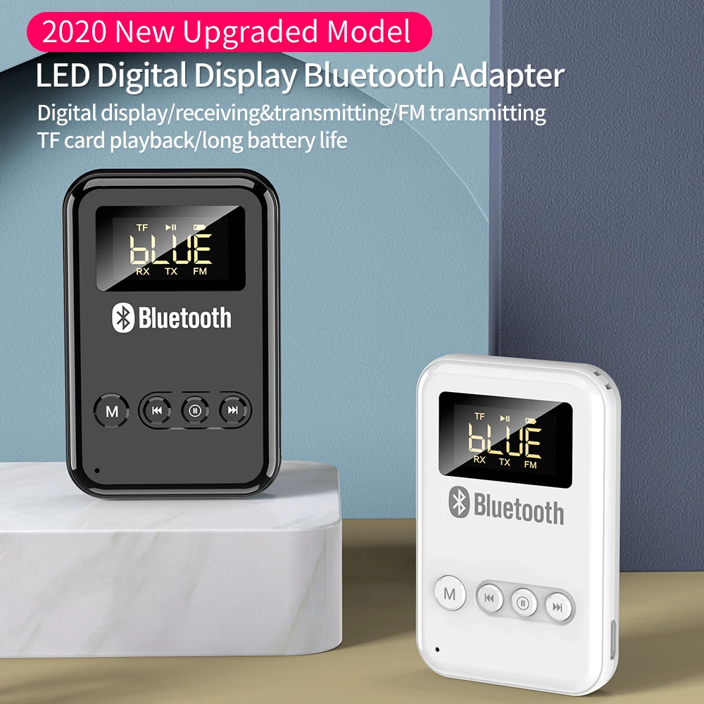 Приемник передатчик Bluetooth 5 0 адаптер со светодиодным цифровым дисплеем 3 мм AUX MP3 TF