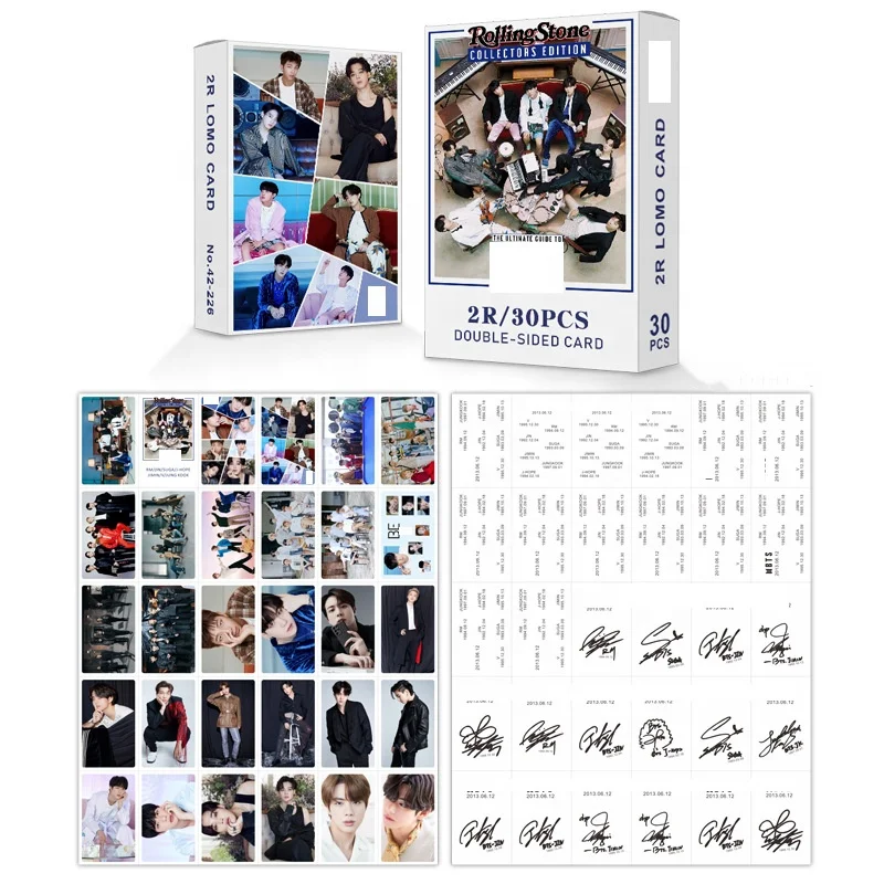 

Kpop 30pcs/box Double Sides Bangtan Boys 2R Photo Card Photocard Lomo Card Korean Fashion Boys Poster Picture Fans Gifts