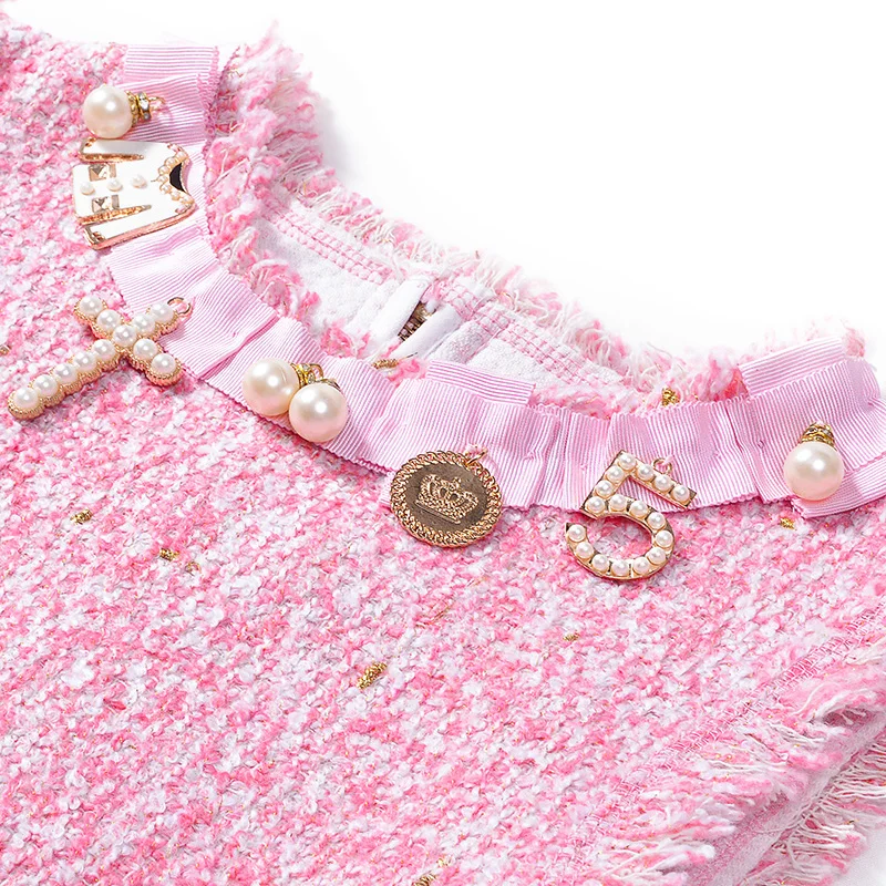 Женское твидовое шерстяное платье без рукавов маленькое вечернее