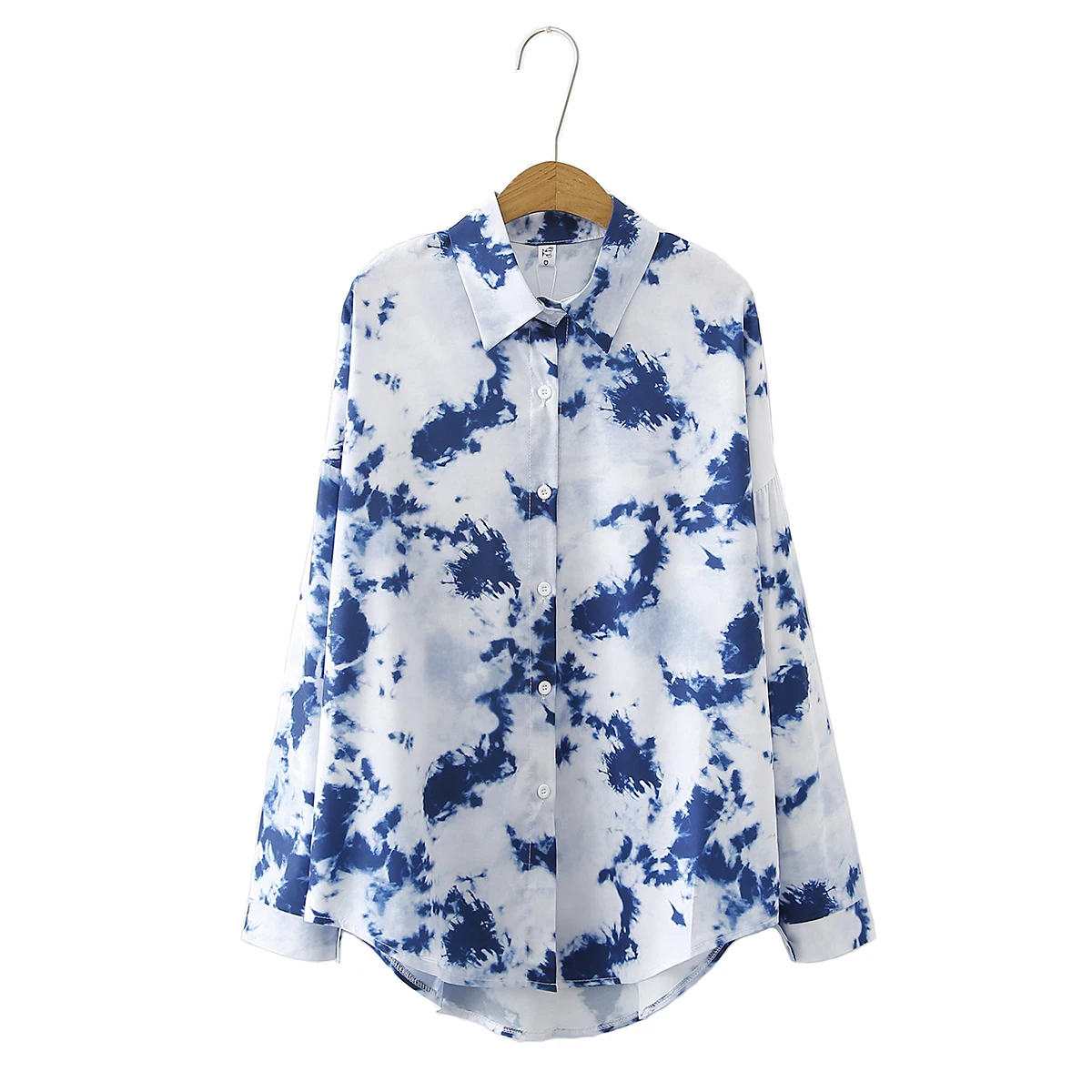 

2021 Summer Woman Harajuku Style Retro Gradient Tie-Dye Loose Long-Sleeved Shirt
