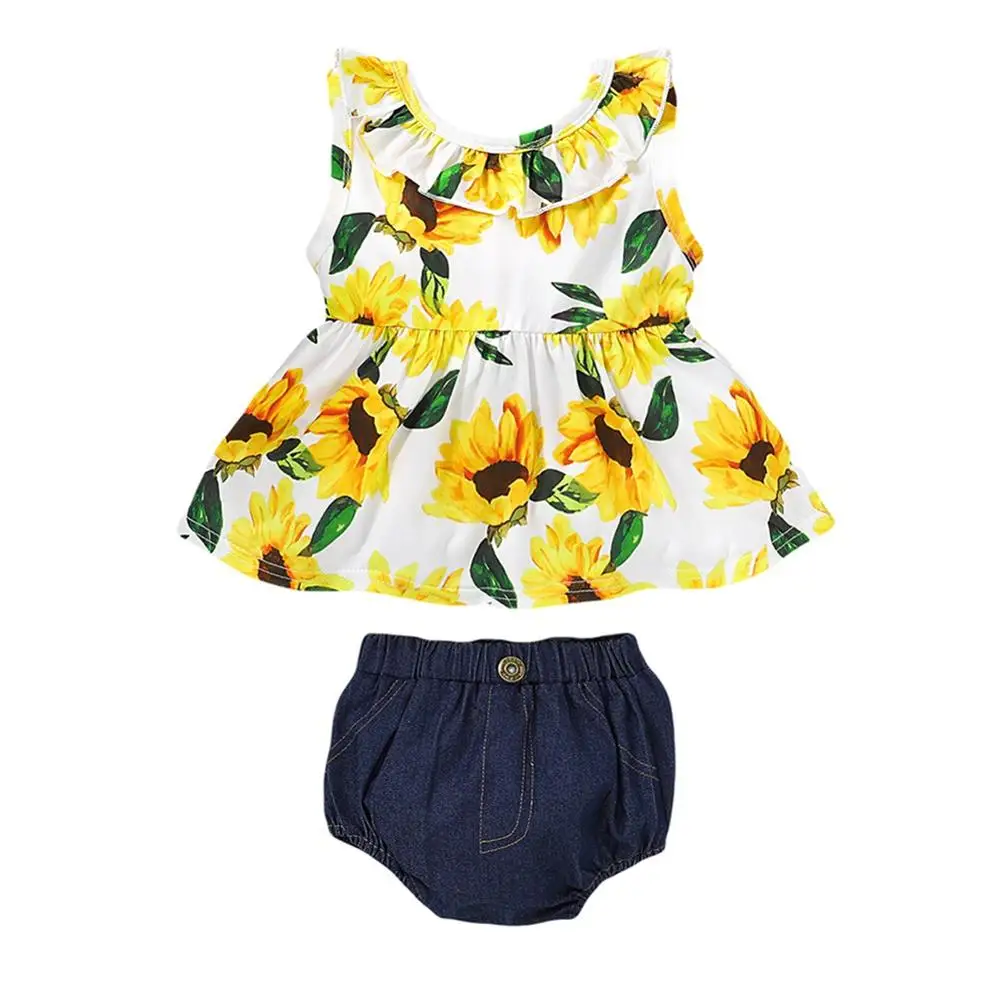 Летние топы без рукавов с цветочным рисунком для маленьких девочек + Однотонные