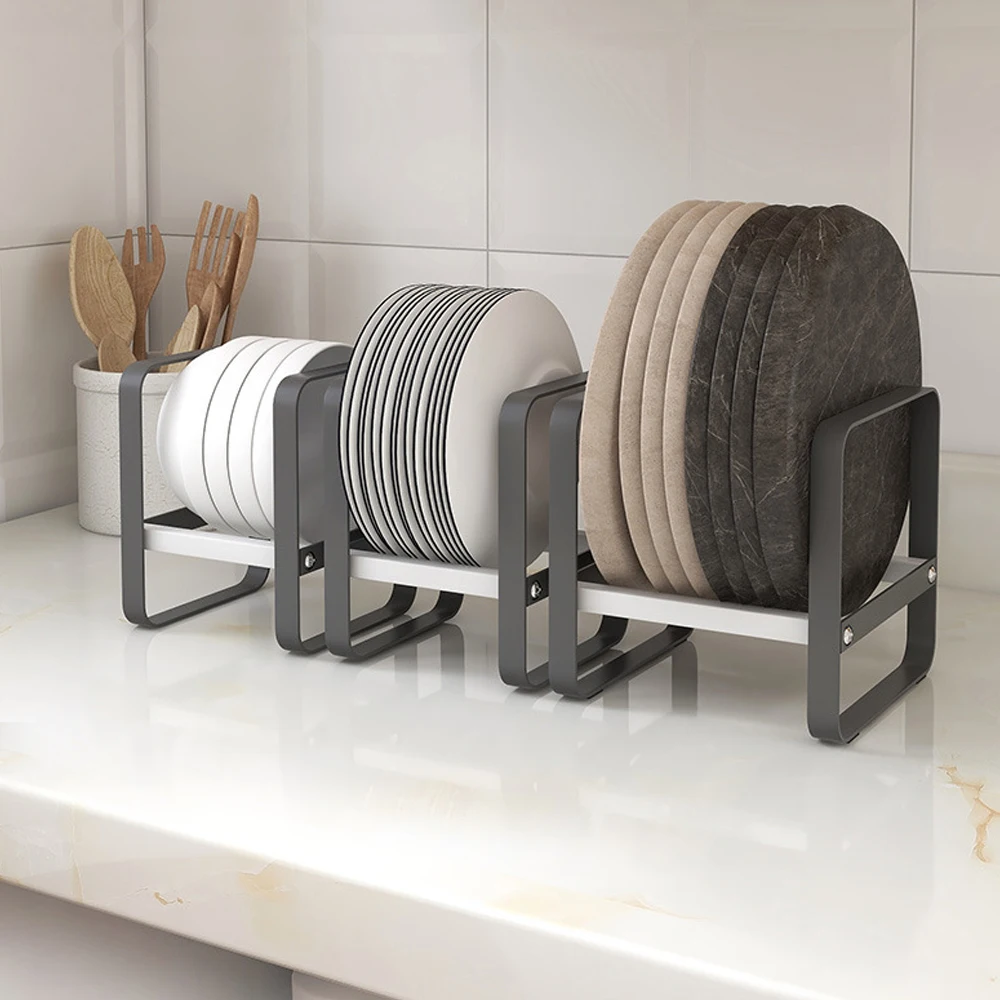 

Kitchen Cabinet Shelves Non-slip Thicken Trays Bowls Dishes Storage Rack Pod Lid Holder For Desktop Cabinet Organizer Shelves
