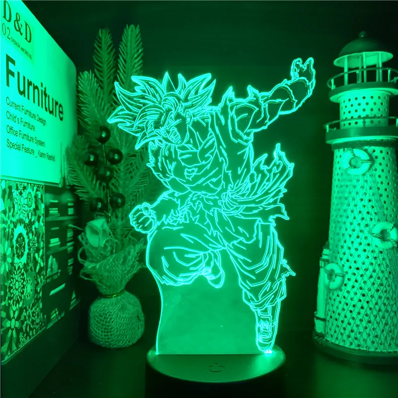 Dragon Ball Z Сон Гоку Мощность вверх 3D светильник светодиодный ночной Светильник