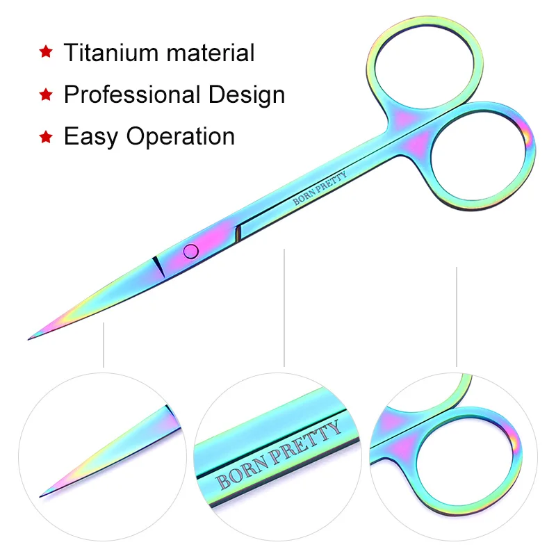 

BORN PRETTY Colorful Stainless Steel Scissor High Precision Straight Head Dead Skin Remover Edge Nail Art Cuticle Nipper