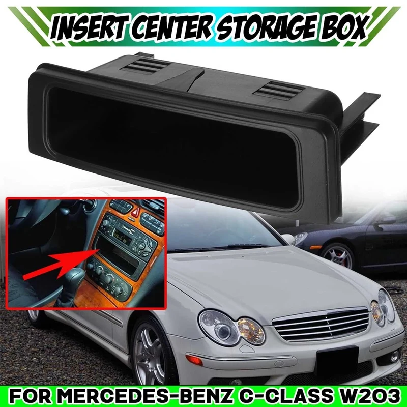 

Black Car Front Centre Insert Console Storage Box Cover Trim for Mercedes Benz C-Class W203 20368302917C45 2036830291