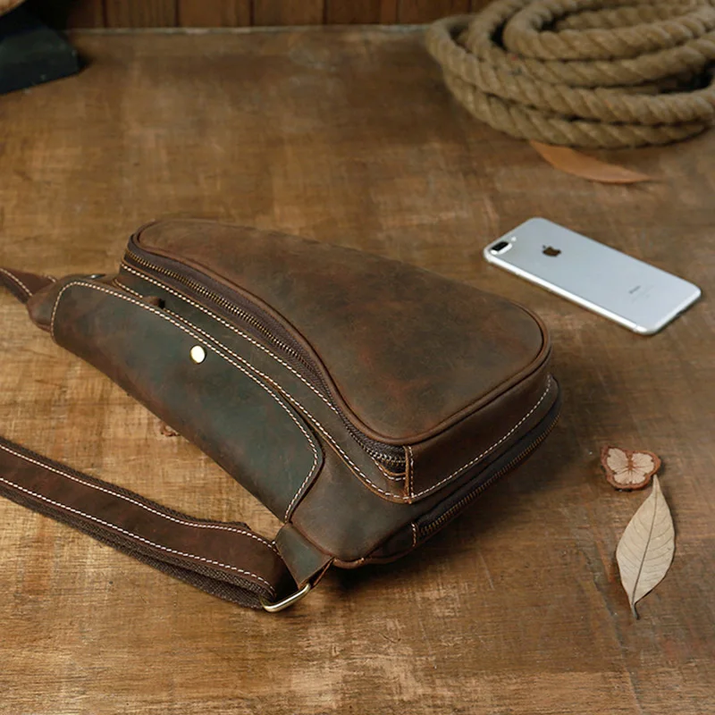 Сумка-мессенджер AETOO Мужская повседневная нагрудная сумка из воловьей кожи