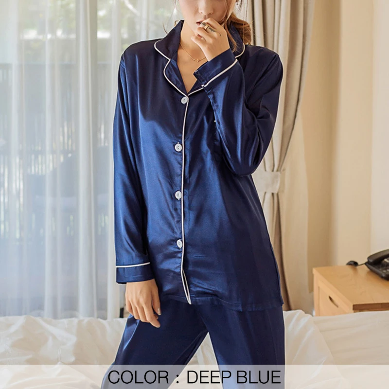 Women Pajamas Sets Satin Pyjamas Nightwear Sleepwear Lingerie Long Sleeve Cute Sexy Casual Korean SA1060