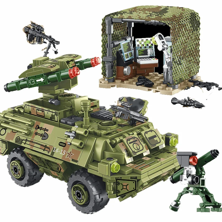 

SEMBO 616PCS+ Red Arrow Missile Car Vehicle Model Kids Puzzle Toys Military Technic Army Tank Assembled Building Blocks