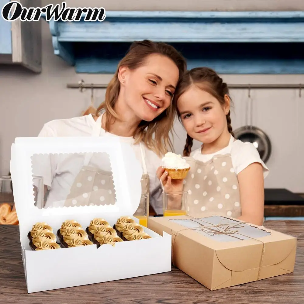 OurWarm 12 шт коробки для кексов с прозрачным окном детского душа подарок на свадьбу