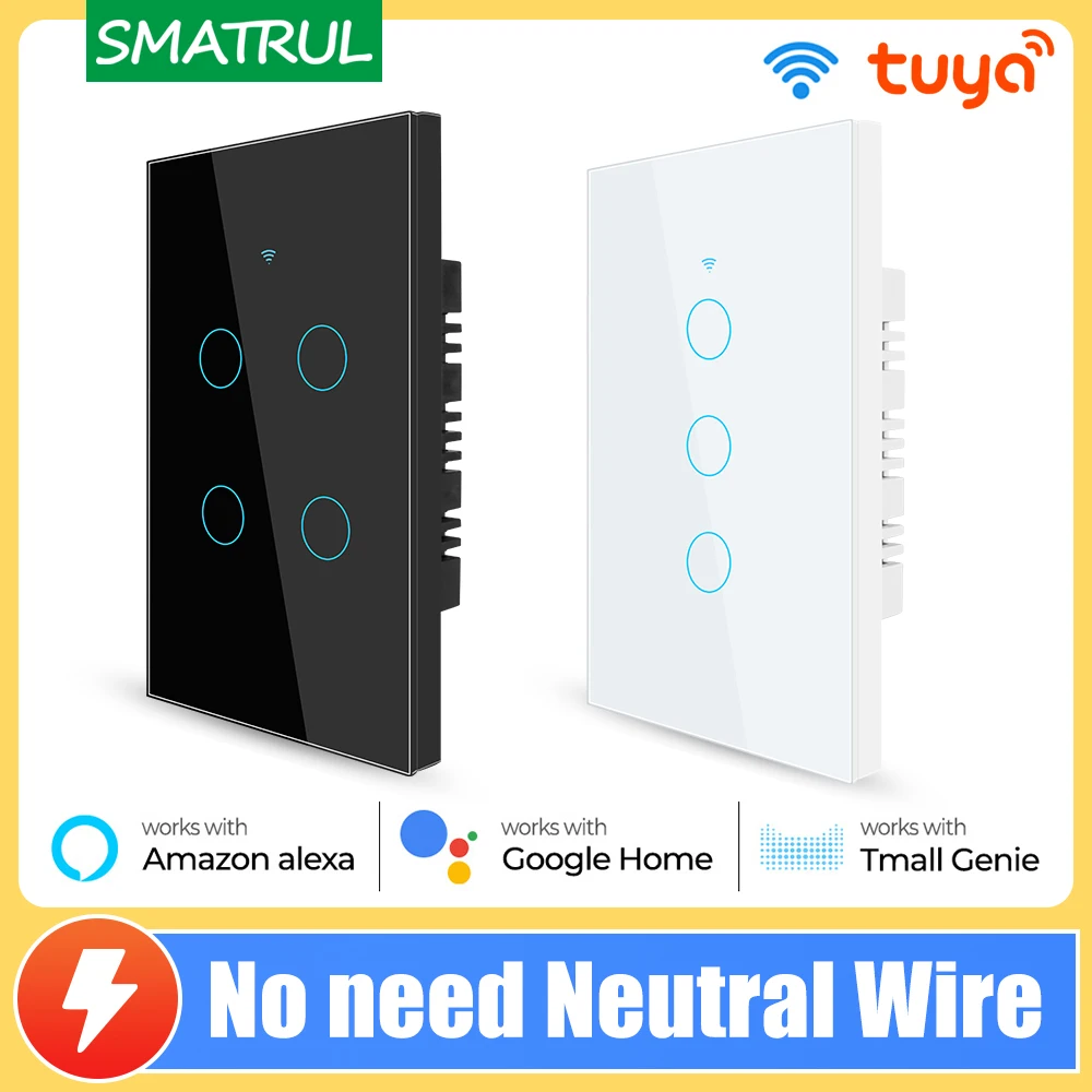 Умный сенсорный переключатель Tuya Wi-Fi 1/2/3/4 220 В 433RF пульт дистанционного управления