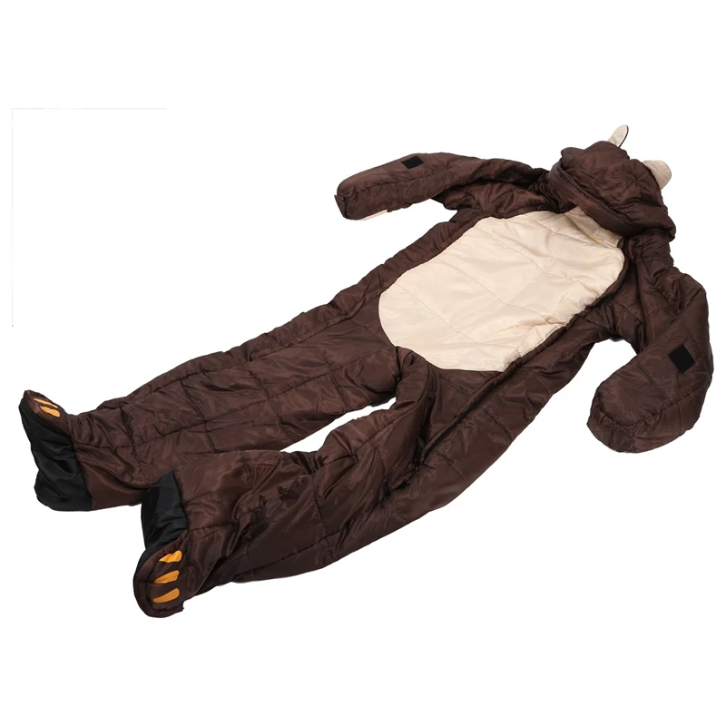 Водонепроницаемый гуманоидный спальный мешок с коричневым медведем симпатичный