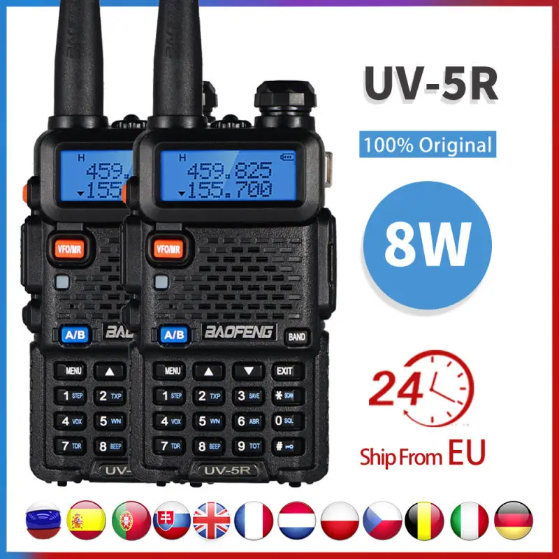 2 шт. 8 Вт Baofeng uv 5r портативная рация высокой мощности Ham CB радио двухдиапазонный