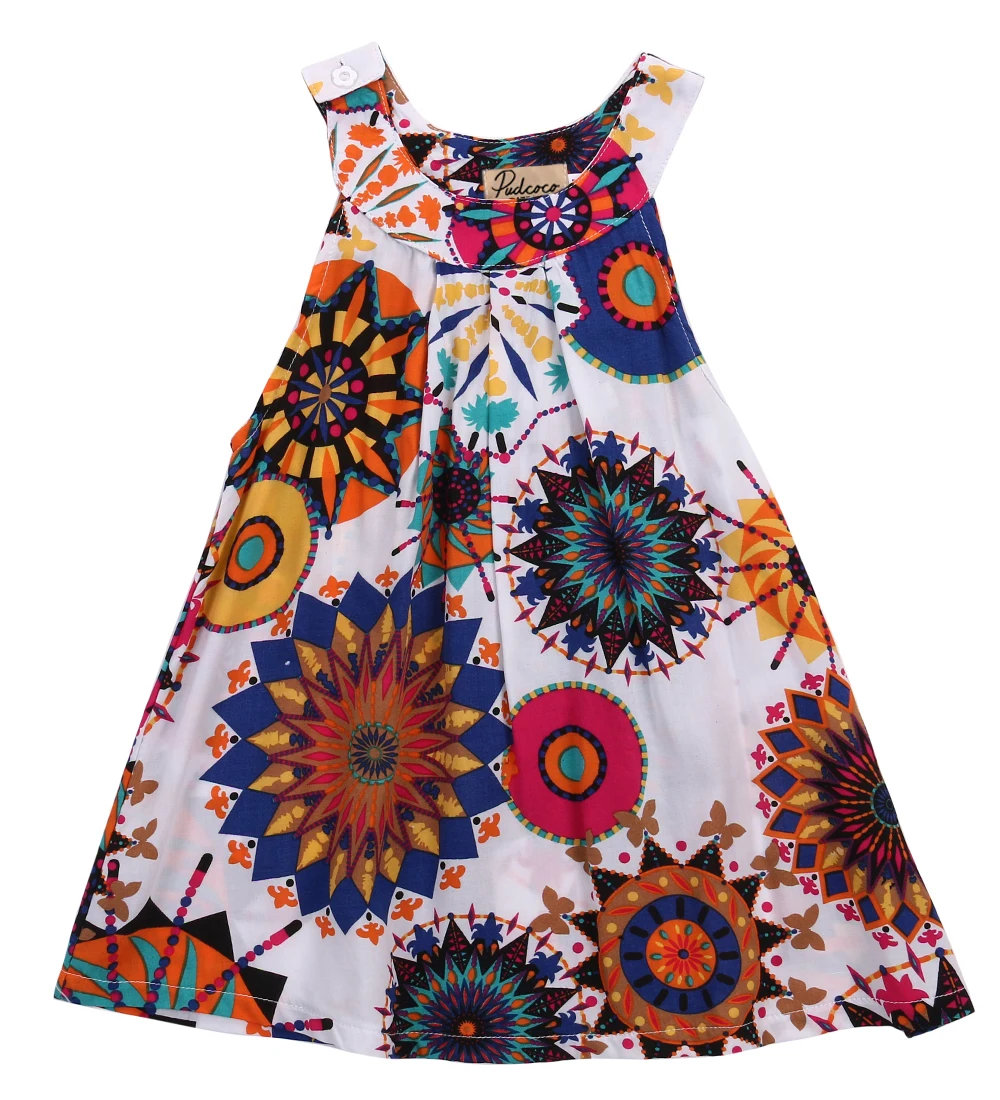 Beach Summer New European Style Girl Dress Baby Girls Print Flowers Floral Dresses Cotton Vestido Infantil Kids Clothes | Детская одежда