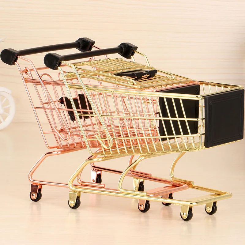Креативная мини корзина для хранения маленькая предметов металлическая тележка