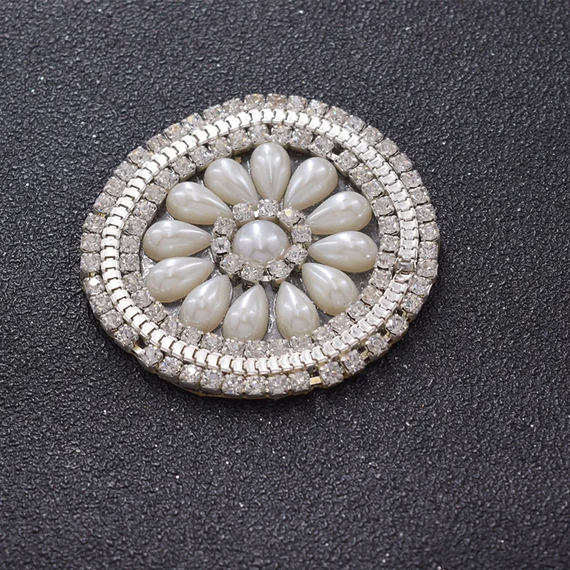 10 шт./лот Лидер продаж 48 мм круглые нашивки с белым жемчугом Аппликации Свадебное