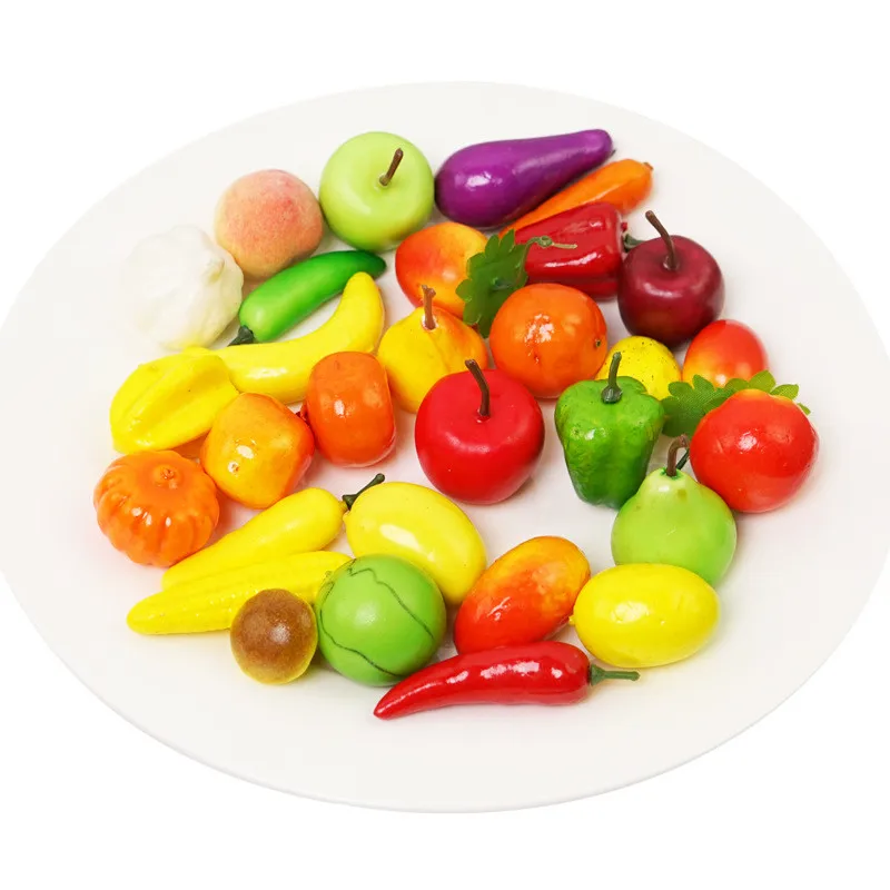 10/pcs lot Mini Simulation Foam Fruit And Vegetables Artificial Kitchen Toys For Children Pretend Play Toy Dollhouse Accessorie