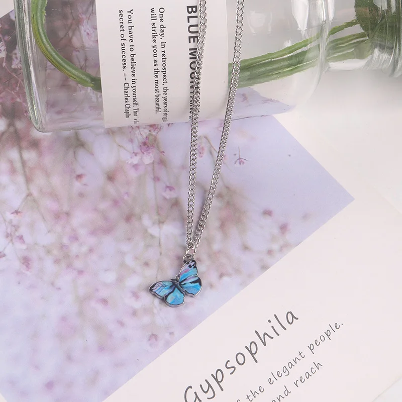 Модные парные ожерелья с бабочками для женщин и мужчин ожерелье градиентной