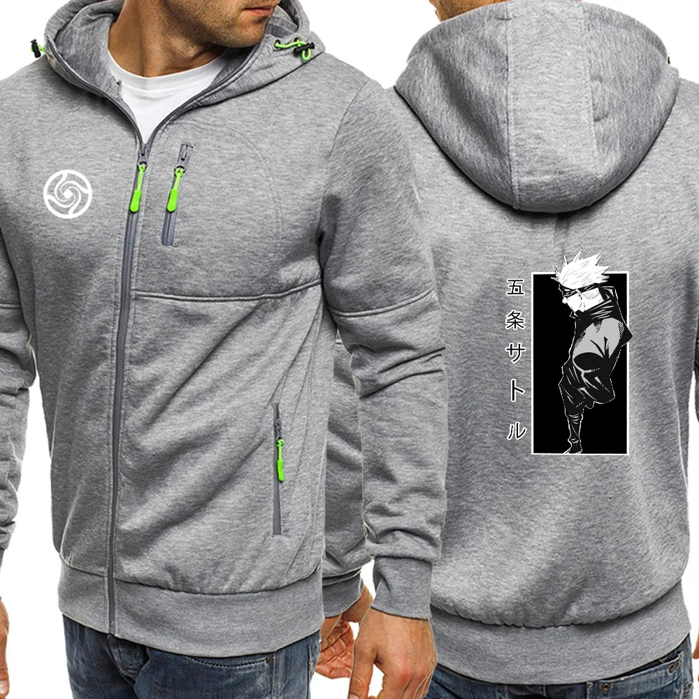 

Satoru Gojo Cartoon Funny Hoodies Men Jujutsu Kaisen Funny Zipper Hoody Fleece Casual Mens Hooded Spring 2021 Hip Hop Streetwear