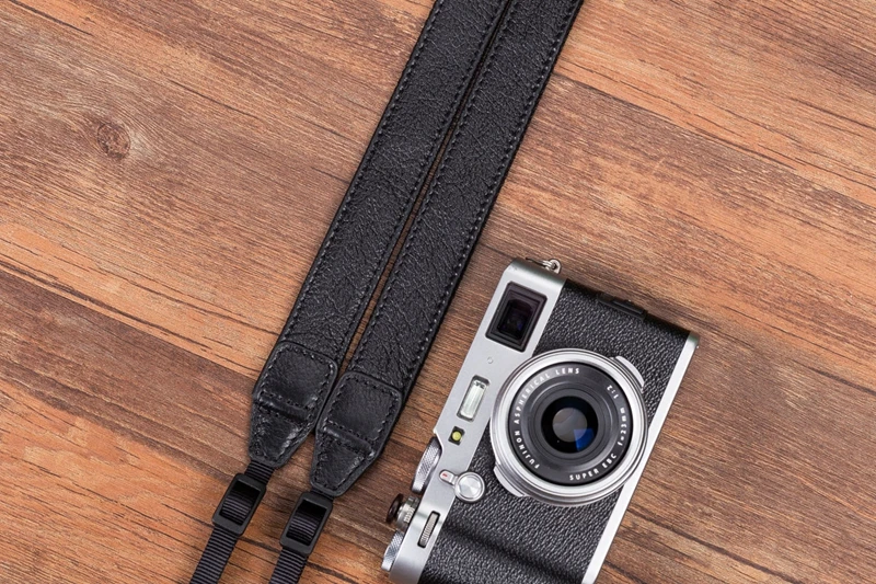 Ручной работы из натуральной кожи простой плечевой ремень для камеры DSLR шеи ремень для Nikon Z6/Z7 Canon EOS sony A7R2M2 R3A9 - Цвет: Black