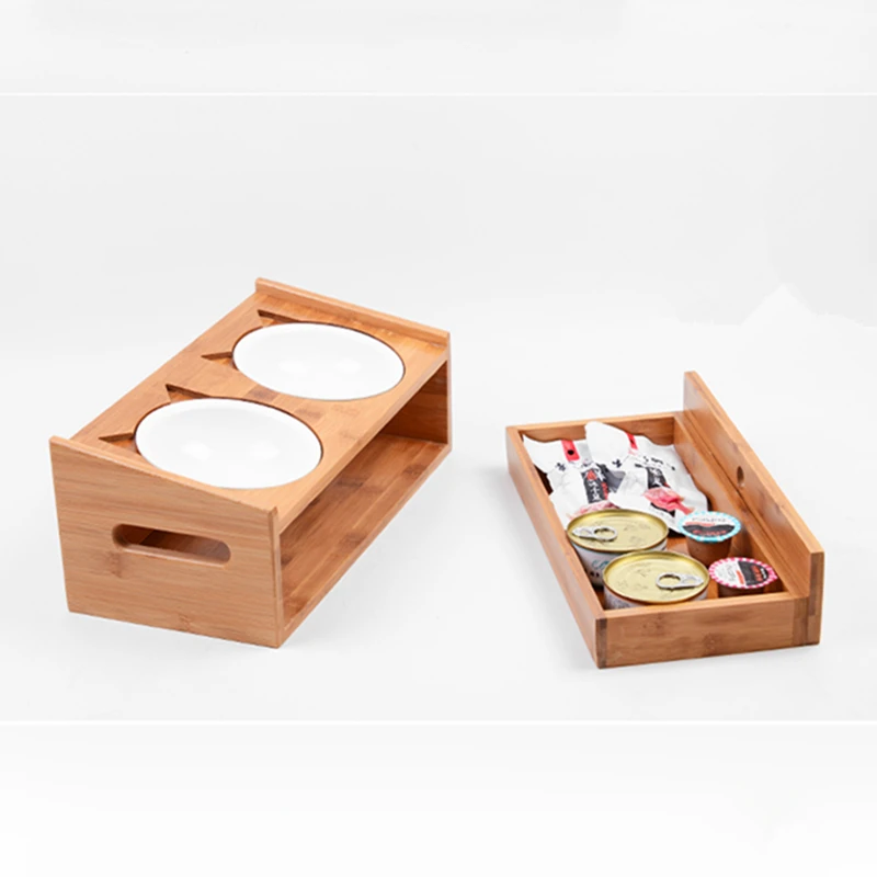 Нескользящая двойная миска для кошек с наклонной поднятой подставкой кормушки