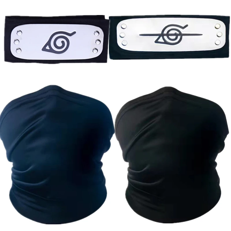 

Anime Uchiha Sasuke Cosplay Costume Kakashi NINJA Face Mask Neck Scarf Halloween Party Bandana Headband Props Accessories
