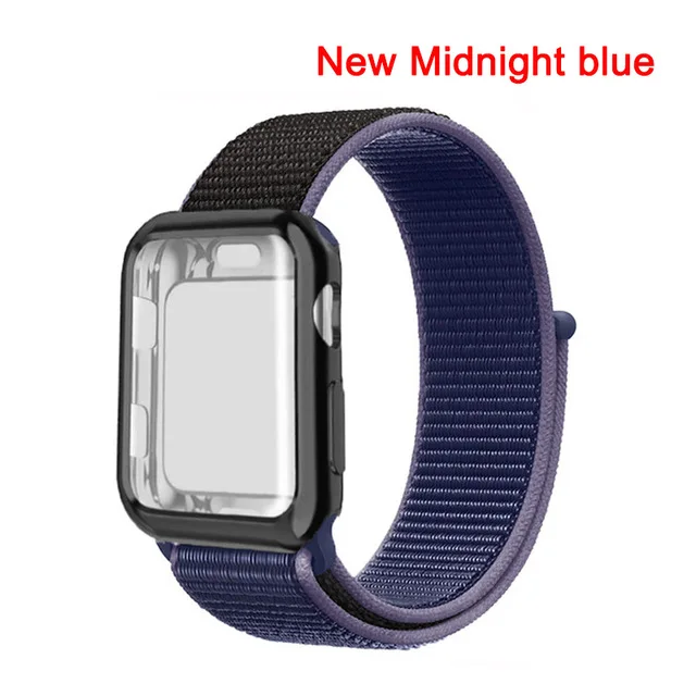 Нейлоновый ремешок для наручных часов Apple Watch серии 3/2/1 38 мм 42 мм из мягкой дышащей ткани, сменный спортивный браслет для наручных часов iWatch серии 4 40 мм 44 мм - Цвет ремешка: New midnight blue