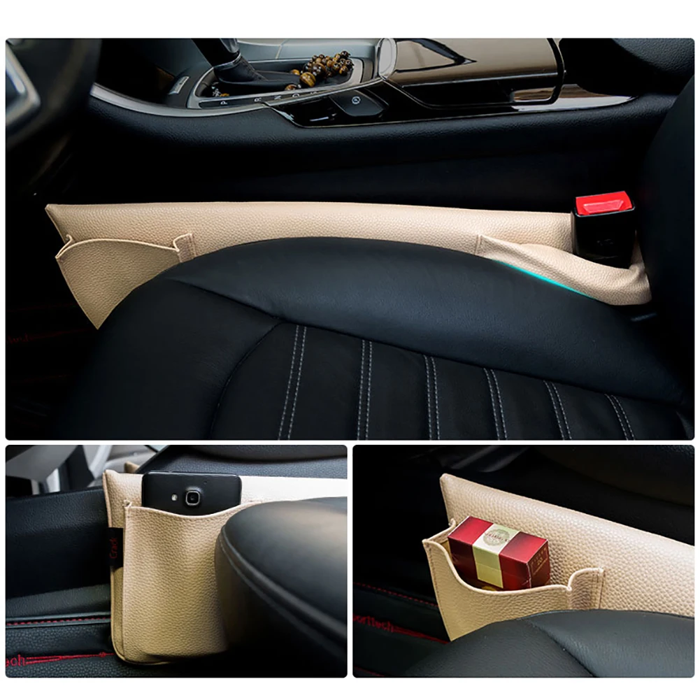 

1 Pcs Universal Car Seat Gaps Filler Pockets Auto Seats Pad Pu Leather Soft Padding Phone Cards Holder Storage Bags Organizers