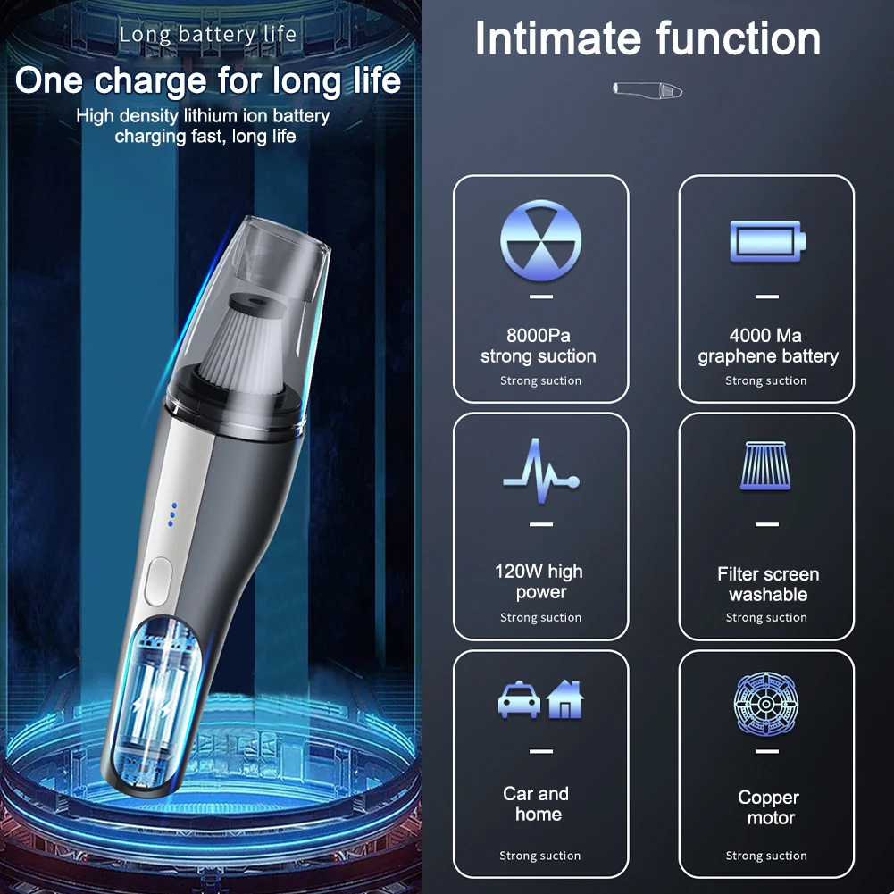 

Home Cleaning Low Noise Bedroom Office For Car Lightweight Pet Hair Cordless Portable Handheld Vacuum Cleaner USB Rechargeable