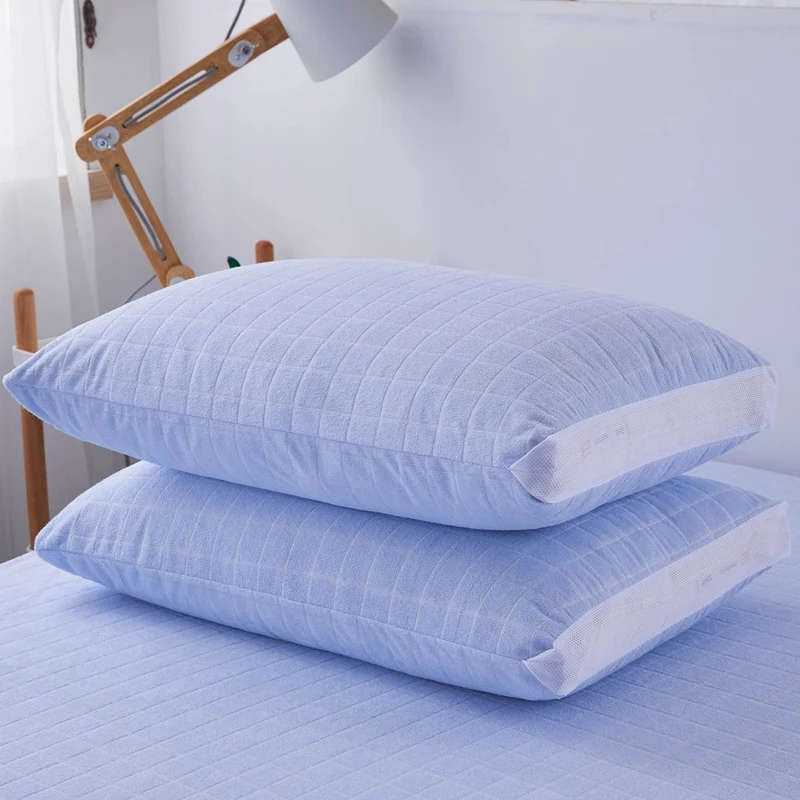 

2pcs Waterproof Pillowcase Single Sleeping Pillow Protector Cover 3D Solid Grid White Grey Pink 48*74cm Home Textile No Filling