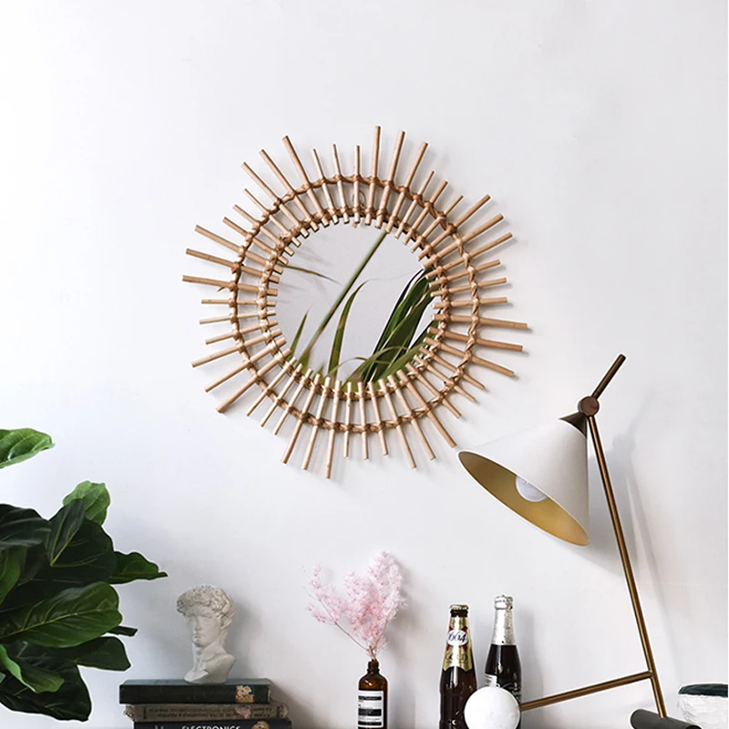 Ротанговое туалетное зеркало для макияжа креативное художественное украшение
