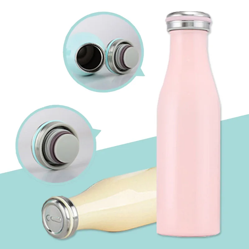 Bpa-free изолированные 500 мл молочные вакуумные фляги 304 нержавеющая сталь термос чашка термосы бутылка для воды спортивные путешествия кофейные кружки