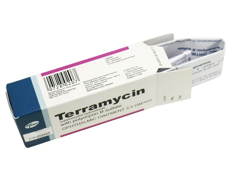 Терамицин офтальмологическая мазь с полимиксином B сульфат 3 5 г (1/8 унции) лечение