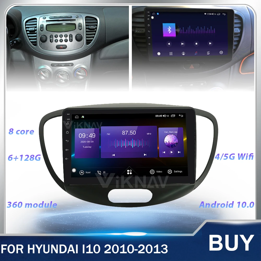 

Автомагнитола на Android, 128 ГГц, dvd, мультимедийный плеер для Hyundai i10, 2010, 2011, 2012, 2013, Автомобильный сенсорный экран, GPS-навигация, головное устройст...