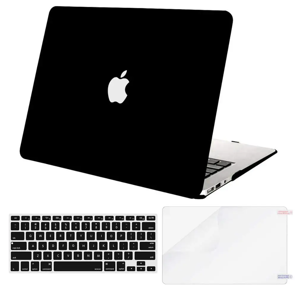 Mosiso ноутбук матовая поверхность пластиковый корпус чехол для Macbook Air 13 A1369 A1466 чехол для ноутбука+ силиконовая крышка для клавиатуры+ Защитная пленка для экрана - Цвет: Black