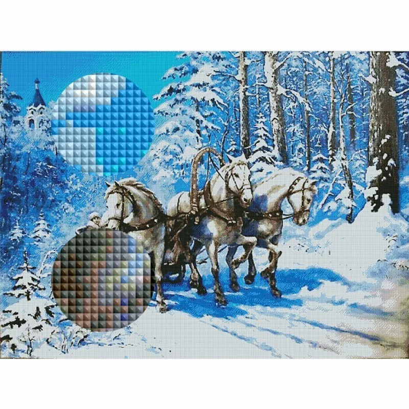 Полная Алмазная вышивка пейзаж 5D алмазная картина вышивка крестиком лошадь картина Стразы домашний Декор рождественские подарки
