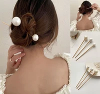 retro pearl hair stick simple metal hairpin hair stick woman elegant headdress hairdressing tools yoga hair accessories